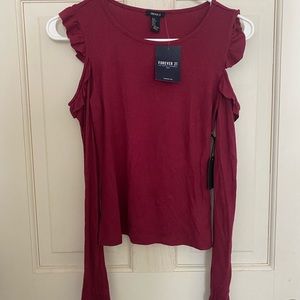 Dark red long sleeve top